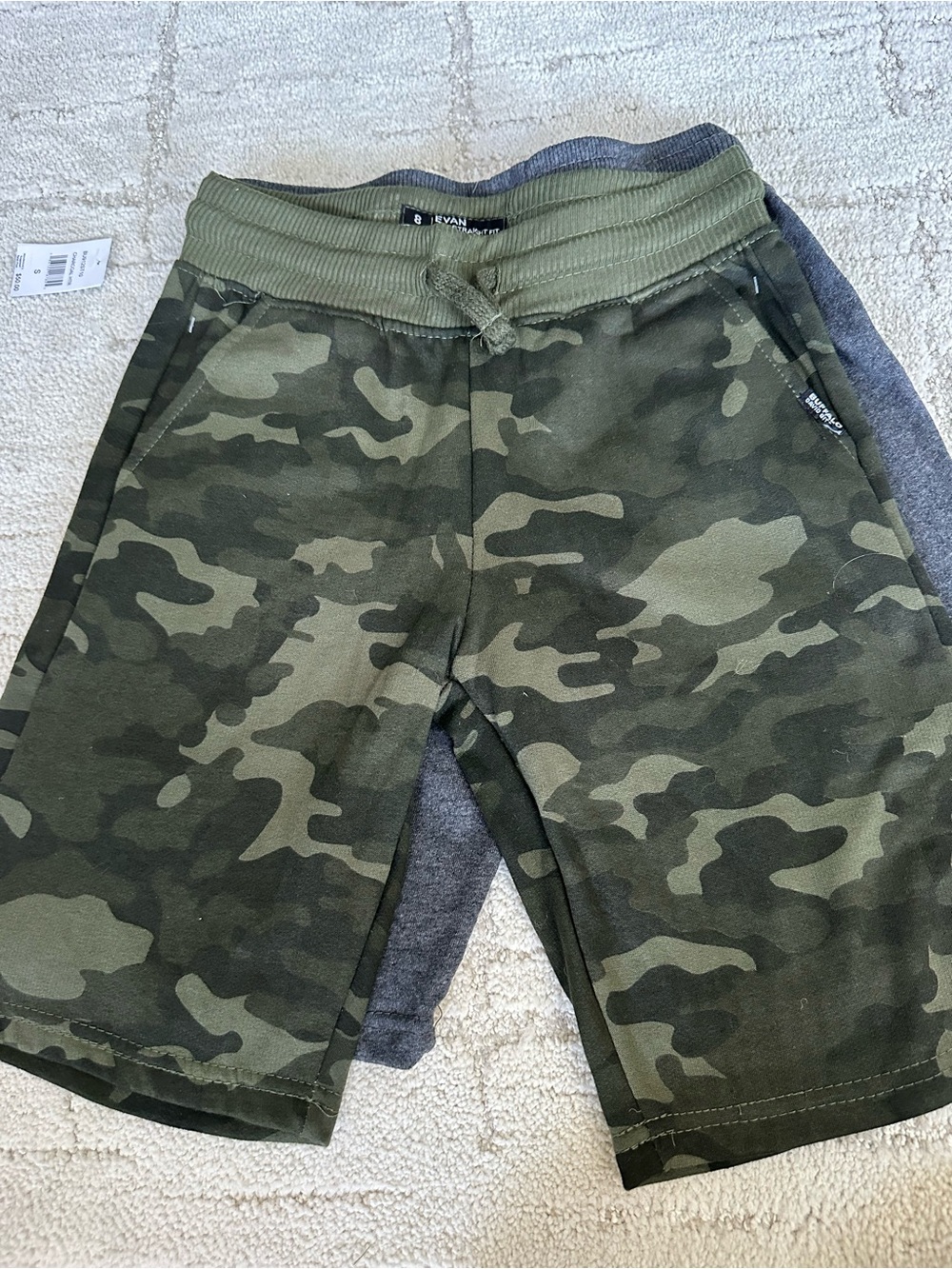 NWT Boys Buffalo' Camouflage Jersey Shorts - Green Camo & Grey 2 pk